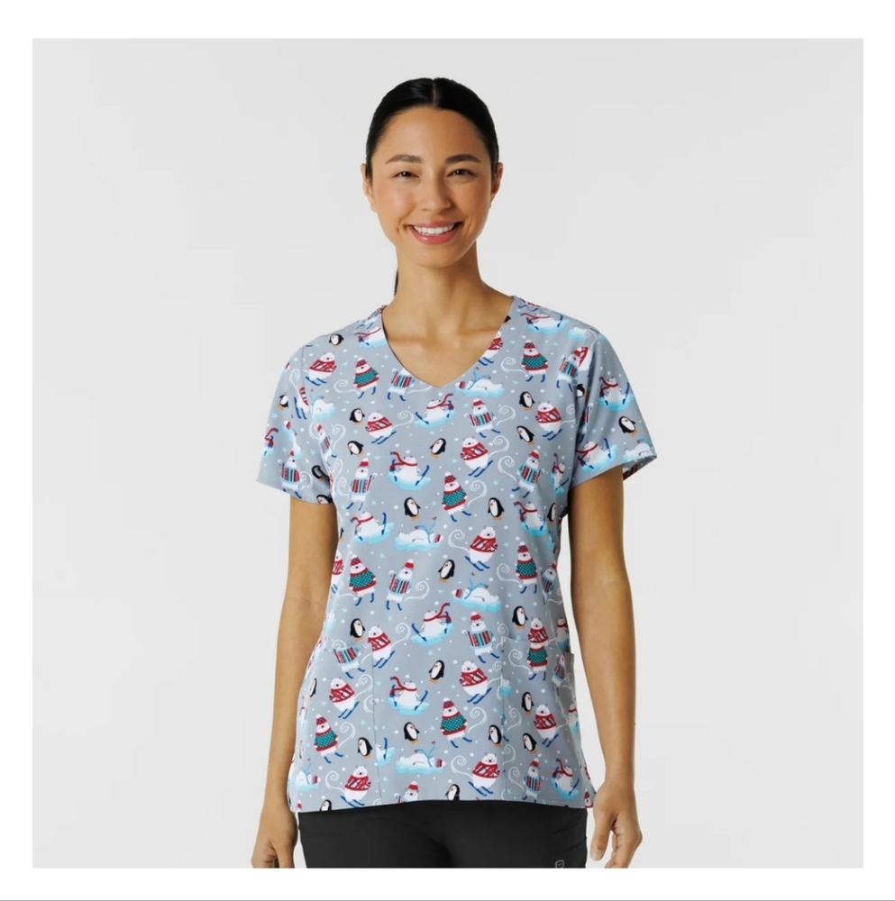 Zoe And Chloe Scrub Top Christmas Holiday